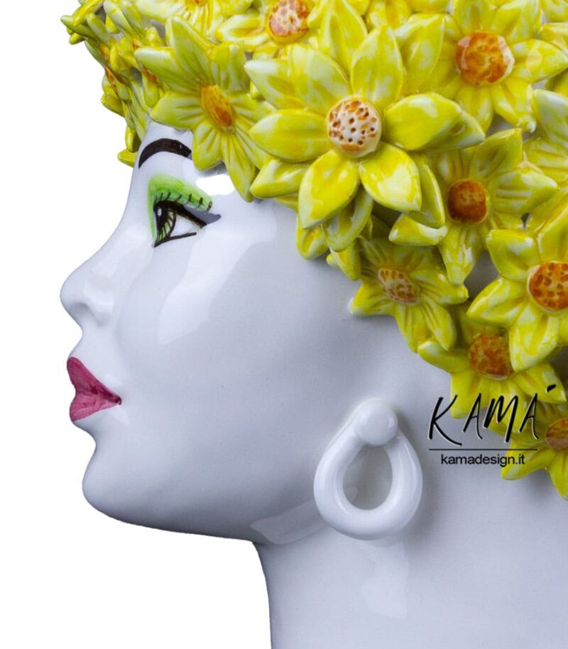 testa moro ceramica con fiori