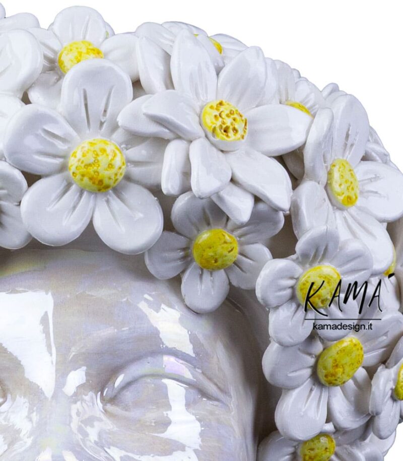 testa primavera - ceramica con fiori