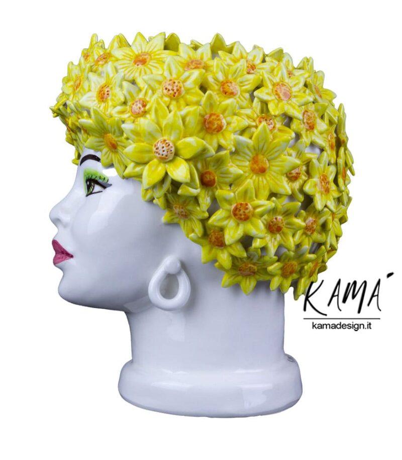 testa moro ceramica con fiori