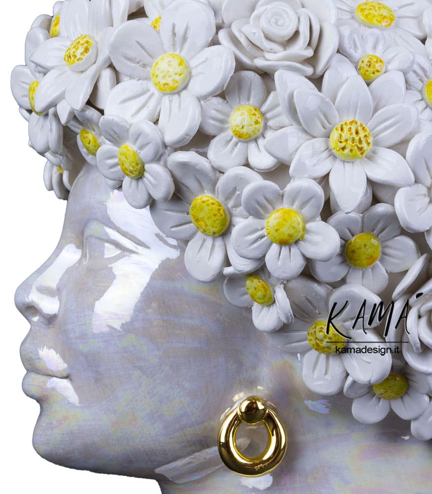 testa primavera - ceramica con fiori