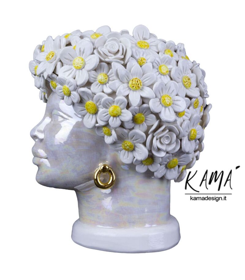 testa primavera - ceramica con fiori