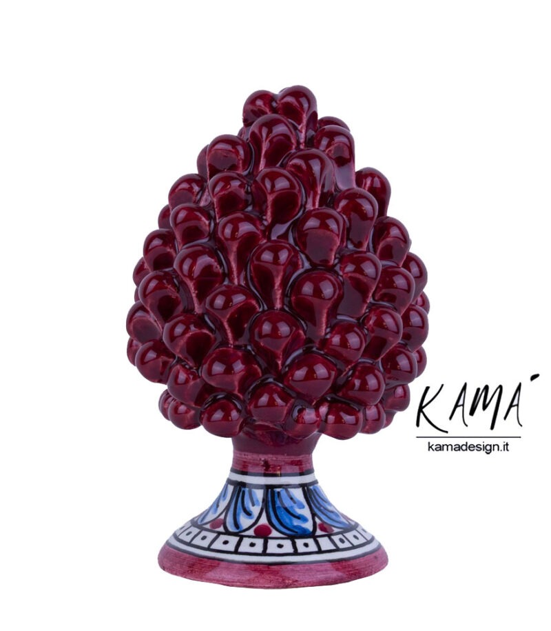 Pigna ceramica di Caltagirone h 15 bordeaux