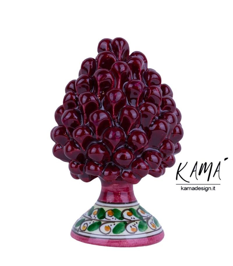 Pigna ceramica di Caltagirone h 15 bordeaux